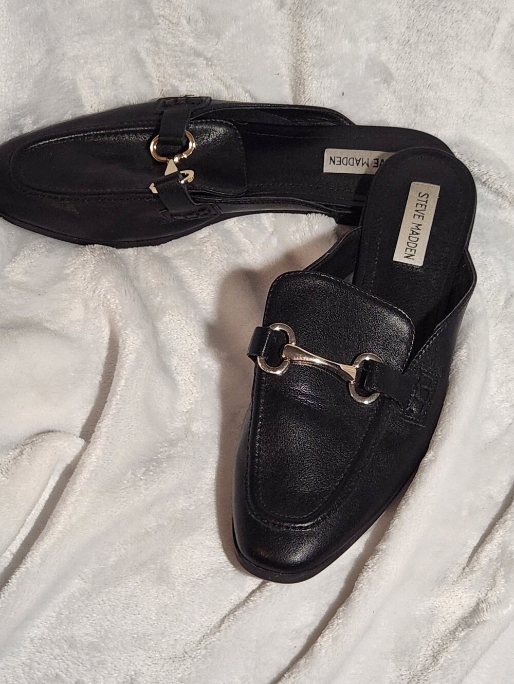 Steve Madden Women's Black Leather Slide Loafers
